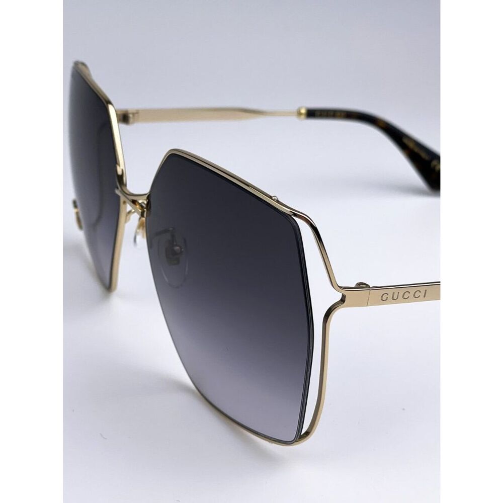 NEW Gucci Logo GG0817S 006 Gold Gray Geometric Oversized Metal Women Sunglasses - Picture 5 of 11